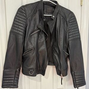 Zara Black Quilted Leather Jacket
